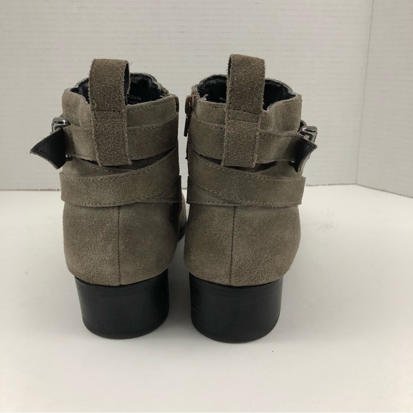 Sole Society Boots Women 9.5 Taupe HALA Ankle Leather Buckles Shoes - Picture 3 of 13